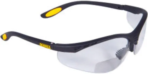 DEWALT Spector In-Viz - Cristal de seguridad bifocal, marco negro/amarillo, lente transparente