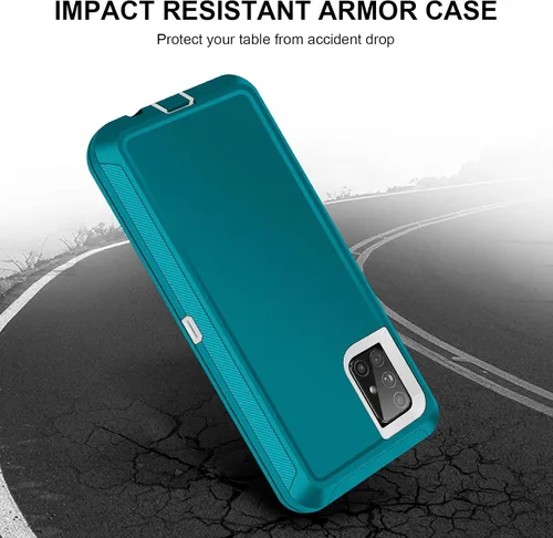 Miniatura 3 de Jelanry - Carcasa resistente para Samsung Galaxy A71 5G, color menta/blanco Dual-layer Shockproof Protective Hard Back Cover, anti-dust scratch