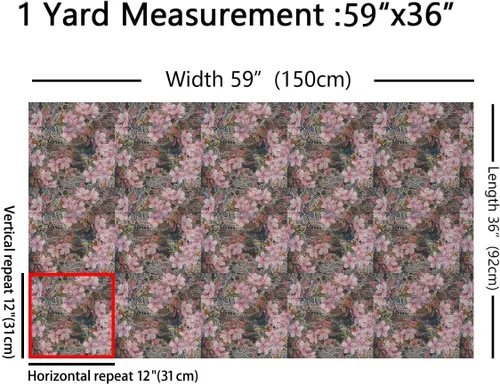 Miniatura 2 de The Yard - Tela con patrón de cachemira de flores rosadas, estilo rústico, para manualidades, tela para pasatiempos, tela retro con textura
