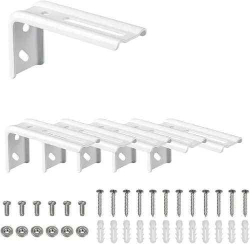 Miniatura 6 de Paquete de 6 soportes de cortina multiusos para montaje en pared, metal grueso y capacidad de carga súper fuerte (negro)