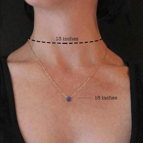 Miniatura 2 de Collar con colgante de piedra natal con piedra preciosa genuina, relleno de oro de 14 quilates, 18 pulgadas