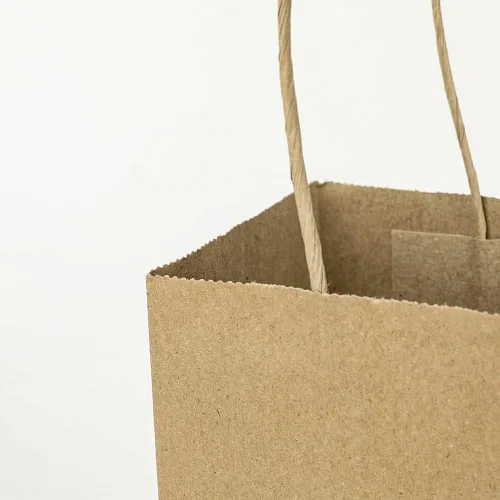 Miniatura 6 de Oikss Paquete de 100 bolsas pequeñas de papel kraft natural liso de 5.25 x 3.25 x 8.25 pulgadas, con asas, a granel para fiestas de cumpleaños