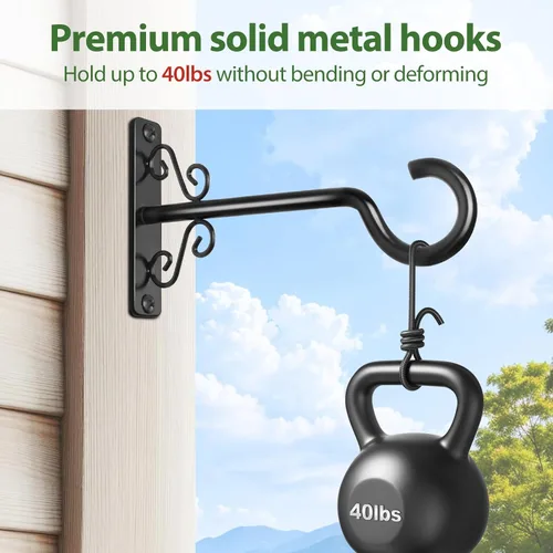 Miniatura 6 de BOLITE Colgadores de plantas, soportes colgantes de 6 pulgadas para plantas al aire libre o interior, ganchos de pared para colgar comederos