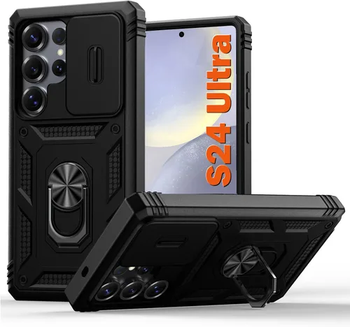 Miniatura 103 de PASNEW Funda para Samsung Galaxy S22 Ultra 5G, cubierta de cámara deslizante y soporte de dedo de metal giratorio de 360°, militar, resistente, a
