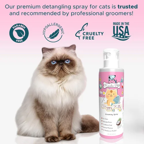 Miniatura 6 de Kenchii Spray profesional de aseo de mascotas para gatitos y gatos, spray desenredante hidratante perfumado totalmente natural, acondicionador