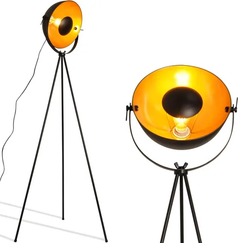 Miniatura 5 de COSYLUX Lámpara de pie con trípode industrial para sala de estar, moderna lámpara de pie alta satélite para dormitorios, oro negro (sin bombillas)