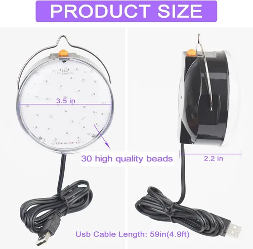 Miniatura 7 de CICINY Luz LED negra, luces negras UV colgantes USB de 10 W con gancho, lámpara de luz negra para fiesta brillante, decoraciones de Halloween que