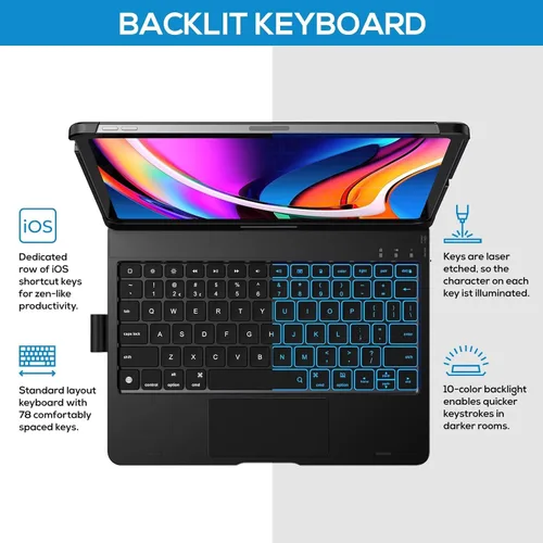 Miniatura 5 de typecase Funda con teclado táctil con trackpad para iPad Air de 11 pulgadas (M3 2025 / M2 2024) 2024: rotación de 360° - retroiluminación de 11