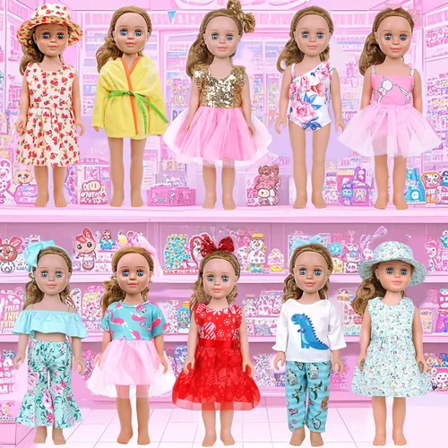 Miniatura 3 de MSYO - 10 juegos de 20 piezas de ropa y accesorios para muñecas de 17 a 18 pulgadas Trajes de muñeca con vestidos, trajes de baño, pijamas
