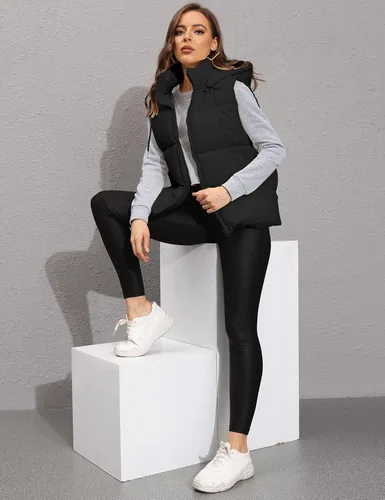 Miniatura 7 de Lentta Chaleco acolchado sin mangas para invierno cálido con capucha para mujer