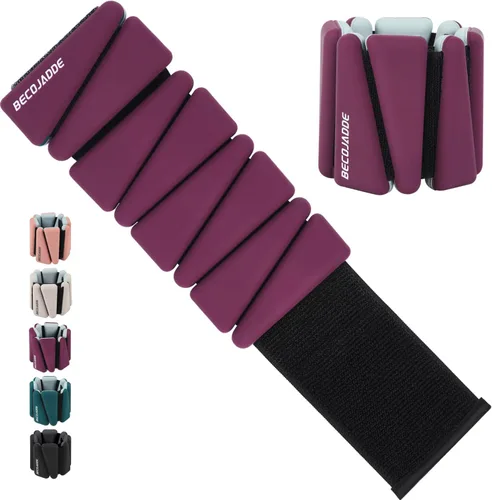 Miniatura 31 de BECOJADDE Juego de pesas de tobillo de 2 (1 libra/2 libras/3 libras cada una) Pesas ajustables de muñeca para mujeres y hombres, pesas portátiles