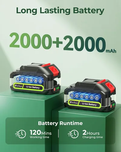 Miniatura 3 de Cortesetos de 20'' inalámbrico con batería, recortador de arbustos eléctrico manual de 3000RPM con 2 piezas de baterías recargables de 2000mAh