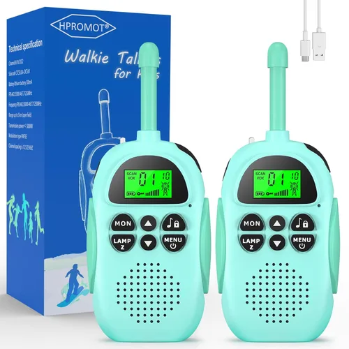 Miniatura 12 de HPROMOT Walkie Talkies para niños recargables, juguetes para niños de 3 a 12 años, niños y niñas, paquete de 2 unidades de radios de dos vías