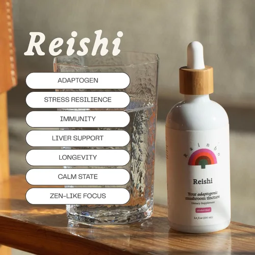 Miniatura 2 de Rainbo - Tintura de hongos Reishi - Sin alcohol - Suplemento de hongo de doble extracto - Apoyo inmunológico, estado de ánimo, sueño, suplemento