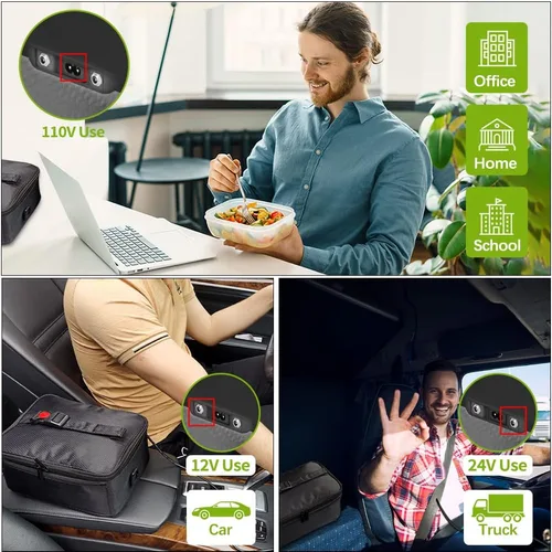 Miniatura 2 de Horno portátil, 12 V, 24 V, 110 V, calentador de alimentos para automóvil, portátil, mini horno personal, lonchera eléctrica con calefacción