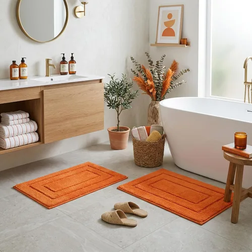 Miniatura 27 de GRANNY SAYS Juego de 2 alfombras de baño suaves para baño, alfombras de baño antideslizantes y lavables, alfombras de baño absorbentes para bañera