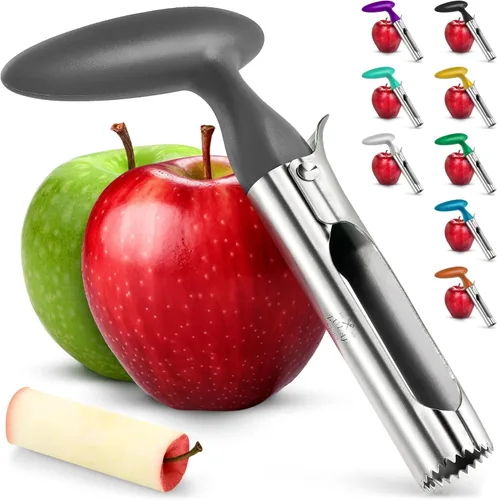 Zulay Kitchen Herramienta descorazonadora de manzana de alta calidad, ultraafiladas, de acero inoxidable, cuchillas dentadas para un fácil Gris