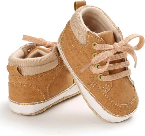 Miniatura 4 de BENHERO Baby Girls Boys PU Leather Shoes Toddler Infant First Walker Soft Sole High-Top Ankle Sneakers Newborn Crib Shoes