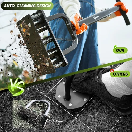 Miniatura 5 de Saker Aireador de césped, aireador manual mejorado 2026 con herramienta de aireación de patio resistente de 15 picos, con diseño de resorte
