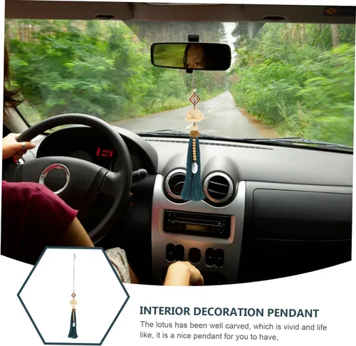Miniatura 6 de SHERCHPRY Colgante de espejo retrovisor de 18.11 pulgadas, adorno colgante de borla de automóvil, decoración de espejo retrovisor