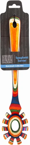 Miniatura 7 de Baltique Marrakesh Collection - Cuchara de madera para espagueti, servidor de pasta de 12.5 pulgadas con dientes, utensilio colorido de madera