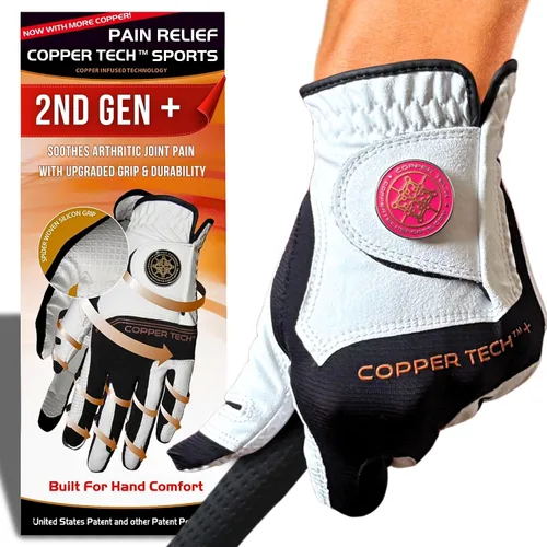 Miniatura 13 de Copper Tech Plus Ladies Golf Gloves Women (2nd Gen) Copper Compression Joint Support with Flexible & Comfortable Fit Tacky Silicone Pad