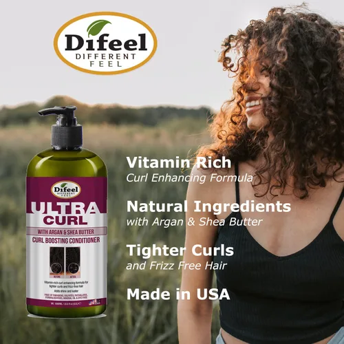 Miniatura 4 de Difeel Ultra Curl con Argán y Manteca de Karité - Acondicionador para aumentar los rizos, 33.8 oz.
