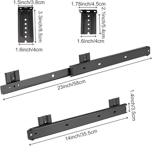 Miniatura 2 de ZOENHOU 3 pares de bandejas de teclado negras de 14 pulgadas, soporte de rodamiento de bolas de alta resistencia de 22 libras, bandeja