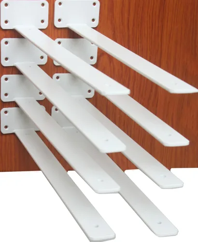 Miniatura 16 de Paquete de 2 - Soportes de estante en L ocultos negros de 4 pulgadas (1/5 pulgada de grosor) Soportes de estante flotante de hierro Soportes
