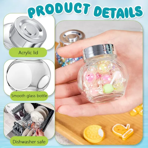 Miniatura 3 de Umigy 60 mini tarros de vidrio con tapas de 1.7 onzas, pequeños recipientes de vidrio con tapas para regalos de fiesta, regalos de boda, especias
