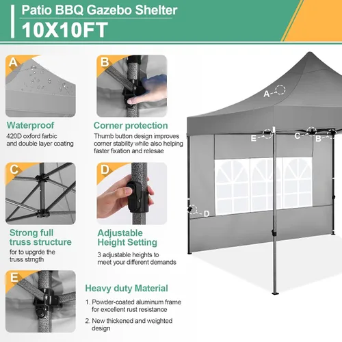 Miniatura 160 de COBIZI Tienda de campaña desplegable de 6.6 x 6.6 pies, toldo resistente, fácil de instalar, impermeable, para exteriores, fiestas, playa, jardín