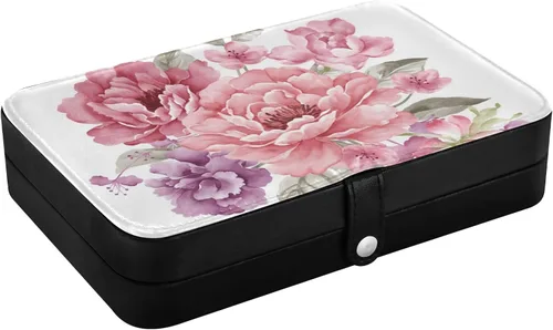 Miniatura 3 de Joyero organizador para mujeres y niñas, almacenamiento portátil de joyería para aretes, anillos, collares, pulseras, relojes, flores pequeñas