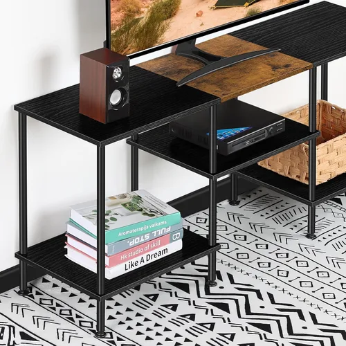 Miniatura 3 de Soporte de TV de 50 pulgadas para sala de estar, centro de entretenimiento negro con almacenamiento para TV de 50 43 40 32 pulgadas, mesa de consola