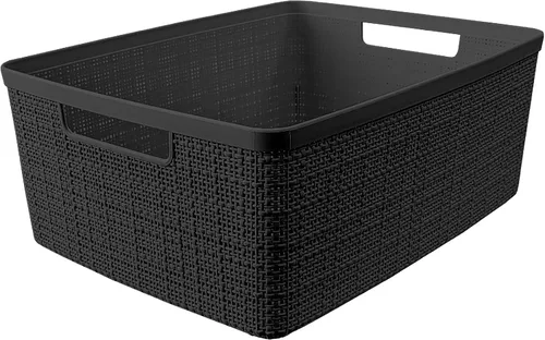 Miniatura 4 de Curver Juego de 6 cestas decorativas de plástico de yute mediano de 12 litros, para organización y almacenamiento, contenedores perfectos para Negro