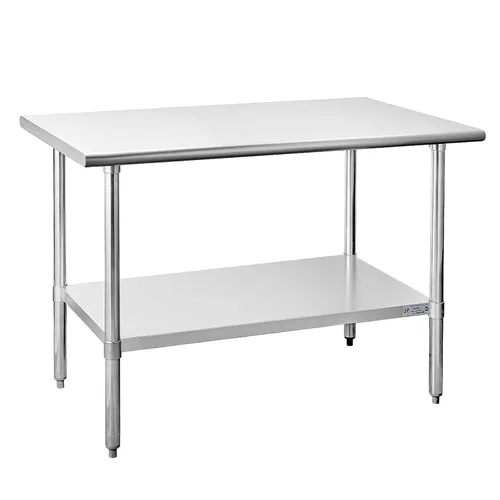 Miniatura 31 de Mesa de acero inoxidable para preparación y trabajo, con ruedas giratorias, mesa resistente, comercial NSF, con estante inferior y protector