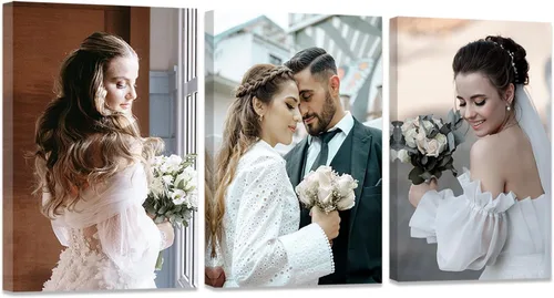 Miniatura 20 de ZXHYWYM Impresiones personalizadas con tus fotos, imágenes personalizadas de 3 piezas para retratos familiares, mascotas, imágenes personalizadas 3