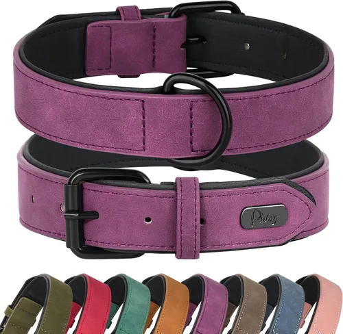 Miniatura 13 de Didog Collar de perro de piel sintética acolchado suave, transpirable y ajustable para perros pequeños, cómodo para paseos diarios, marrón, ajuste M