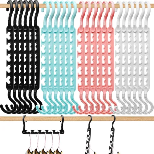 Miniatura 9 de 4 Pack Esencial para Dormitorio Universitario para Niñas, Organizadores de Armario y Almacenamiento, Perchas de Plástico para Ropa con 5 Agujeros