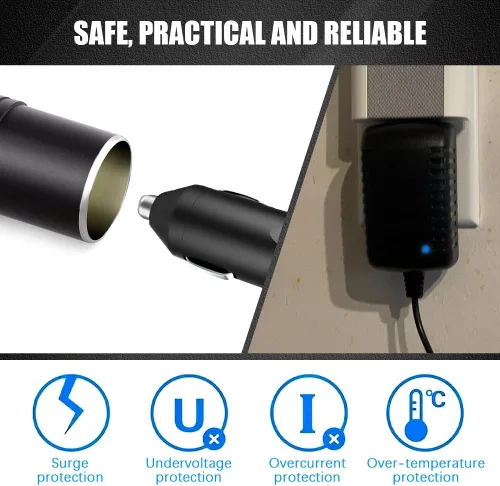 Miniatura 5 de Convertidor de CA a CC, adaptador de encendedor de cigarrillos, 100-240V a 12V 2A 24W enchufe de encendedor de cigarrillos de automóvil, adaptador