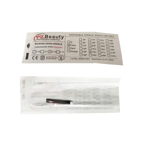 Miniatura 2 de Nano 0.007 in Microblading Agujas Piercing Tatuaje Aguja Microblade para Maquillaje Permanente Microblading (Diámetro 0.007 in, 14U-Shape)