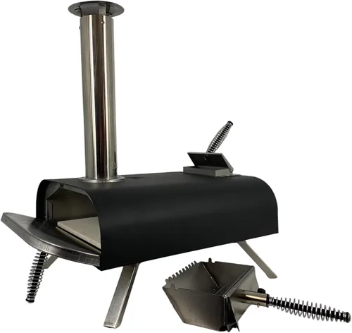 Horno portátil de pellets para cocinar al aire libre, parrilla de leña con piedra de 13 pulgadas, alcanza altas temperaturas para pizza crujiente en