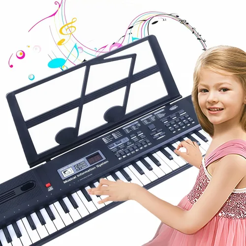 Semart Teclado de piano para niños Teclado eléctrico de música digital de 61 teclas para principiantes piano portátil w/LCD pantalla micrófono cable