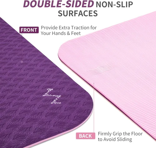 Miniatura 3 de CAMBIVO Tapete de yoga extra ancho para mujeres y hombres (72"/84" x 32" x 1/4") Tapete de entrenamiento TPE antideslizante grande para yoga