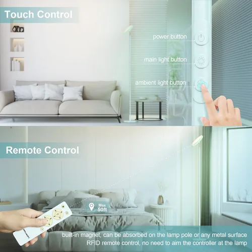 Miniatura 7 de Lámpara de pie brillante para sala de estar, luces LED de habitación de 42 W con control remoto, 3700 lm RGBW moderna luz de pie alta
