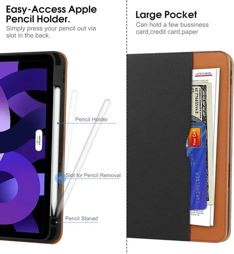 Miniatura 6 de Funda para iPad Air de 5ª/4ª generación 2022/2020, para iPad Air de 10.9 pulgadas, con soporte para lápiz integrado y correa de mano, apagado
