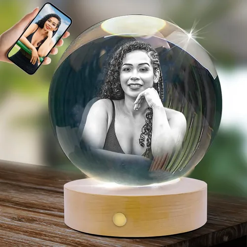 Foto de cristal 3D personalizada, marco de cristal grabado con láser personalizado con imagen, gran regalo de aniversario, cumpleaños, Navidad,