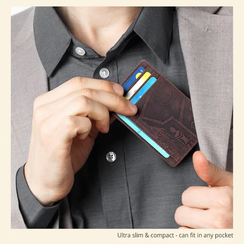 Miniatura 6 de Oak Leathers Leather Slim Minimalist Wallet for Men & Women RFID Front Pocket Leather Card Holder Wallets
