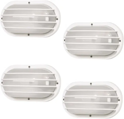 Miniatura 7 de Solus Lámpara náutica oblonga de montaje en pared para exteriores, color negro o blanco, compuesto, difusor de policarbonato esmerilado y jaula