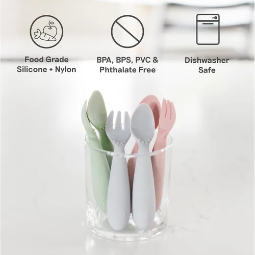 Miniatura 7 de ezpz Mini Utensilios - más de 12 meses (Tenedor y cuchara en azul) - Tenedor y cuchara 100% libres de BPA - Utensilios para niños pequeños