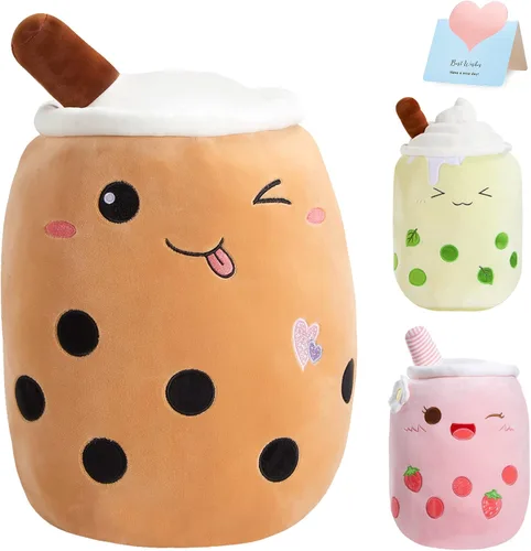 Miniatura 11 de Almohada de peluche de té Boba Matcha con luz LED de 10 pulgadas, kawaii, animal de peluche suave con burbujas, juguete con luces LED, regalo